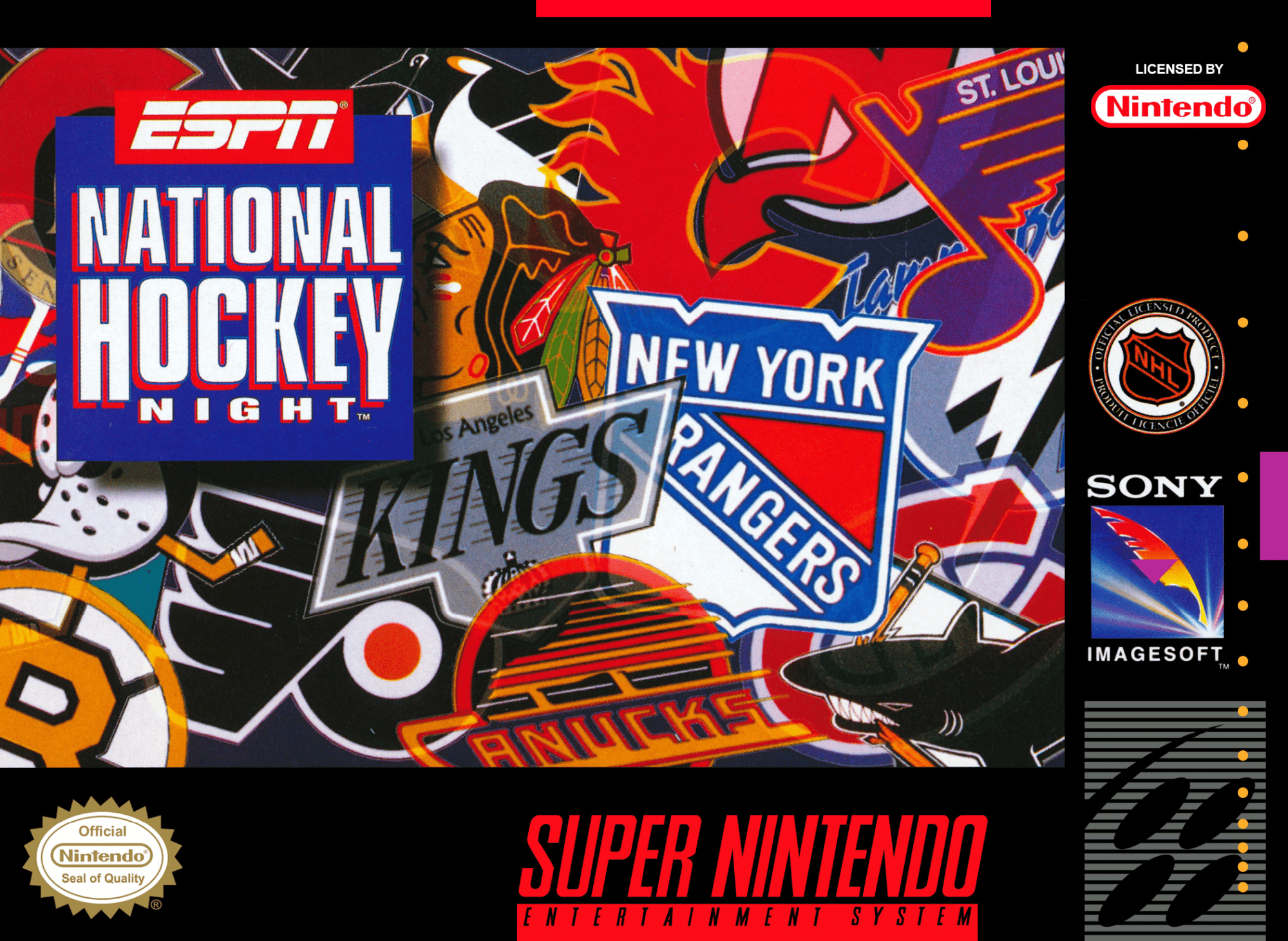 ESPN National Hockey Night box art for Super Nintendo